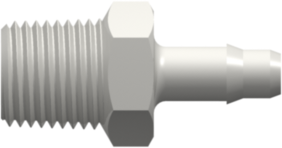 Threaded NPT Fitting 1/8-27 NPT Thread to Barb, .170 (4.3 mm) ID Tubing, White Nylon