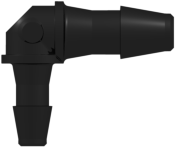 Tube to Tube Fitting Elbow Reduction Tube Fitting with Barbs, 1/8 (3.2 mm) and 3/32 (2.4 mm) ID Tubing, Black Nylon