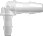 Tube to Tube Fitting Elbow Reduction Tube Fitting with Barbs, 1/8 (3.2 mm) and 3/32 (2.4 mm) ID Tubing, Animal-Free Natural Polypropylene