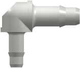 Tube to Tube Fitting Elbow Reduction Tube Fitting with Barbs, 1/8 (3.2 mm) and 3/32 (2.4 mm) ID Tubing, White Nylon