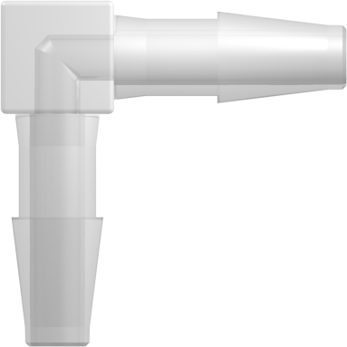 Tube to Tube Fitting Elbow Connector with Classic Series Barbs, 1/4 (6.4 mm) ID Tubing, Animal-Free Natural Polypropylene