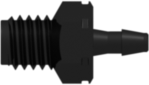 Threaded Metric Fitting M5x.8 Thread to Barb, 1/16 (1.6 mm) ID Tubing, Black Nylon