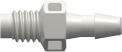 Threaded Metric Fitting M6x1 Thread to Barb, 1/8 (3.2 mm) ID Tubing, White Nylon