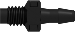 Threaded Metric Fitting M6x1 Thread to Barb, 1/8 (3.2 mm) ID Tubing, Black Nylon