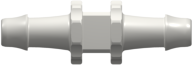 Tube to Tube Fitting Straight Through Tube Fitting with 500 Series Barbs, 3/32 (2.4 mm) ID Tubing, White Nylon