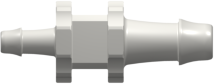 Tube to Tube Fitting Straight Through Reduction Tube Fitting with 500 Series Barbs, 1/8 (3.2 mm) and 1/16 (1.6 mm) ID Tubing, White Nylon