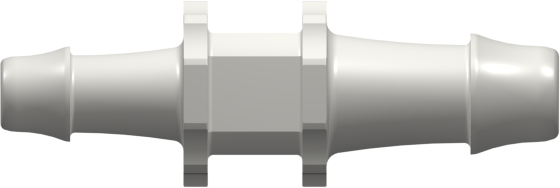 Tube to Tube Fitting Straight Through Reduction Tube Fitting with 500 Series Barbs, 5/16 (8.0 mm) and 1/4 (6.4 mm) ID Tubing, White Nylon