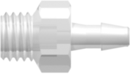 Threaded UNF Fitting 1/4-28 UNF Thread to Barb, 3/32 (2.4 mm) ID Tubing, Animal-Free Natural Polypropylene