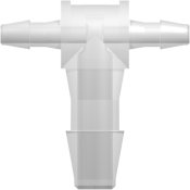 Tube to Tube Fitting Tee Reduction Tube Fitting with Barbs, 1/16 (1.6 mm) and 1/8 (3.2 mm) ID Tubing, Animal-Free Natural Polypropylene