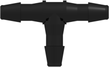 Tube to Tube Fitting Tee Tube Fitting with Barbs, 3/32 (2.4 mm) ID Tubing, Black Nylon