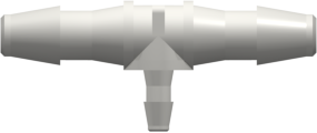 Tube to Tube Fitting Tee Reduction Tube Fitting with Barbs, 1/8 (3.2 mm) and 1/16 (1.6 mm) ID Tubing, White Nylon