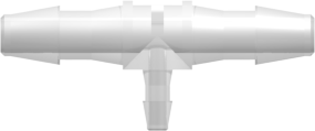 Tube to Tube Fitting Tee Reduction Tube Fitting with Barbs, 1/8 (3.2 mm) and 1/16 (1.6 mm) ID Tubing, Animal-Free Natural Polypropylene