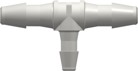 Tube to Tube Fitting Tee Reduction Tube Fitting with Barbs, 1/8 (3.2 mm) and 3/32 (2.4 mm) ID Tubing, White Nylon