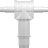 Tube to Tube Fitting Tee Reduction Tube Fitting with Barbs, 1/16 (1.6 mm) and 1/8 (3.2 mm) ID Tubing, Animal-Free Natural Polypropylene