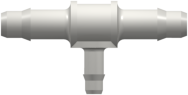 Tube to Tube Fitting Tee Reduction Tube Fitting with Barbs, 3/32 (2.4 mm) and 1/16 (1.6 mm) ID Tubing, White Nylon