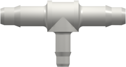 Tube to Tube Fitting Tee Reduction Tube Fitting with Barbs, 1/8 (3.2 mm) and 3/32 (2.4 mm) ID Tubing, White Nylon