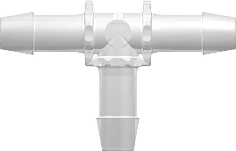 Tube to Tube Fitting Tee Tube Fitting with Barbs, 3/8 (9.5 mm) ID Tubing, Animal-free Natural Polypropylene