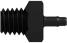 Threaded UNF Fitting 10-32 Special Tapered Thread to Barb, 1/16 (1.6 mm) ID Tubing, Black Nylon