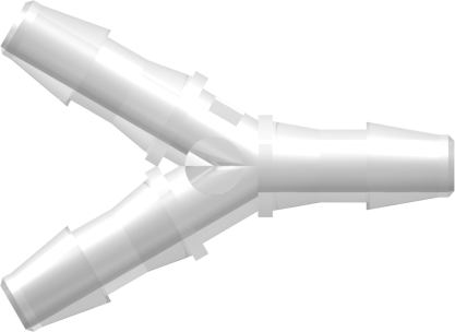 Tube to Tube Fitting Y Connector with Barbs, 3/16 (4.8 mm) ID Tubing, Animal-free Natural Polypropylene