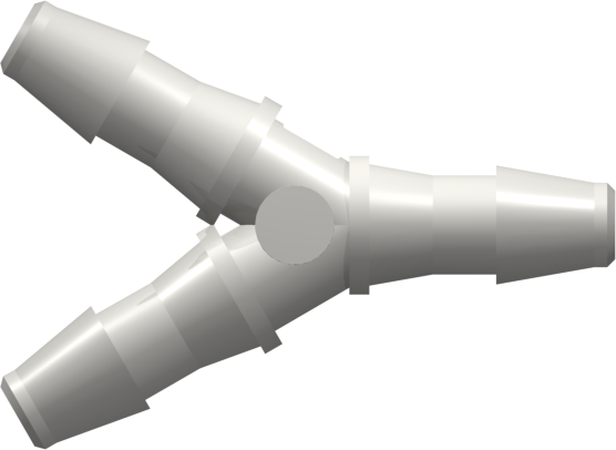 Tube to Tube Fitting Y Tube Fitting with Barbs, 1/4 (6.4 mm) ID Tubing, White Nylon