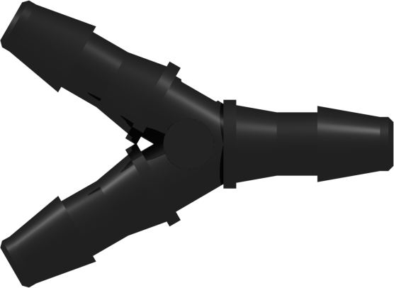 Tube to Tube Fitting Y Tube Fitting with Barbs, 1/4 (6.4 mm) ID Tubing, Black Nylon