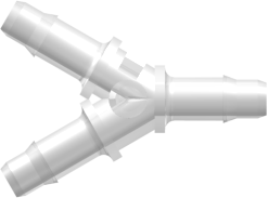 Tube to Tube Fitting Y Tube Fitting with Barbs, 1/8 (3.2 mm) ID Tubing, Animal-Free Natural Polypropylene