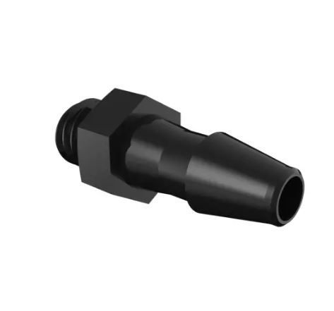 Adapter 10-32 UNF Thread x 1/8 Barb in Black Nylon
