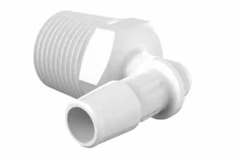 White Polypropylene Elbow 1/2 NPT x 3/8 ID