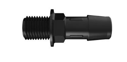 Panel Mount Standard 1/4 NPSM Thread x 1/2 Barb in Black Nylon