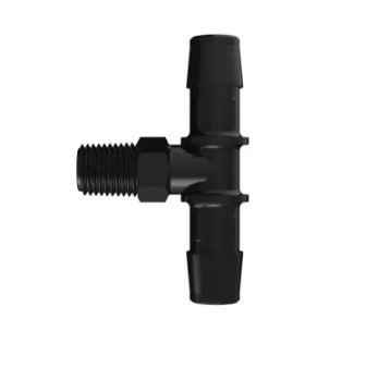 Black Nylon Tee 1/4 NPT x 1/2 Barb