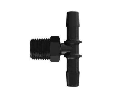 Black Nylon Tee 3/8 NPT - 3/8 Barb