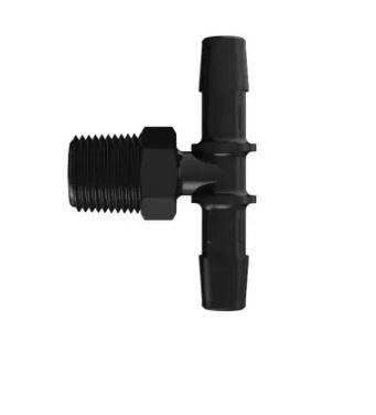 Black Nylon Tee 3/8BSPT x 3/8 Barb