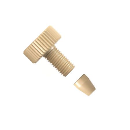 PEEK Tool-free Fitting kurz gerändelter Kopf - zweitilig - 10-32 UNF konisch