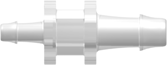 Tube to Tube Fitting Straight Through Reduction Tube Fitting with 500 Series Barbs, 3/16 (4.8 mm) and 1/8 (3.2 mm) ID Tubing, Animal-free Natural Polypropylene