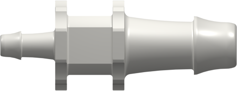 Tube to Tube Fitting Straight Through Reduction Tube Fitting with 500 Series Barbs, 5/16 (8.0 mm) and 5/32 (4.0 mm) ID Tubing, White Nylon