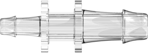 Tube to Tube Fitting Straight Through Reduction Tube Fitting with 500 Series Barbs, 5/16 (8.0 mm) and 3/16 (4.8 mm) ID Tubing, Clear Polycarbonate