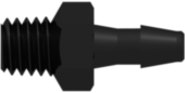 Threaded Fitting 10-32 Special Tapered Thread to Barb, 3/32 (2.4 mm) ID Tubing, Black Nylon