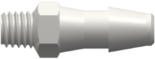 Threaded Fitting 10-32 Special Tapered Thread to Barb, 5/32 (4.0 mm) ID Tubing, White Nylon