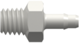 Threaded UNF Fitting 10-32 Special Tapered Thread to Barb, 3/32 (2.4 mm) ID Tubing, White Nylon