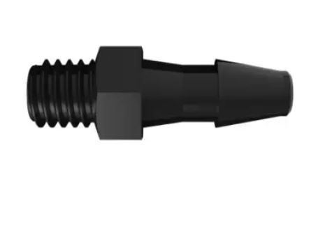 Adapter 10-32 Taper Thread x 1/8 Barb in Black Nylon