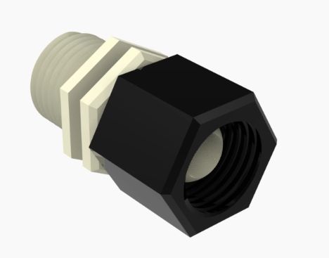 9/16-18 UNF M/F Plug and Nut Assy in  Natural Nylon - Black