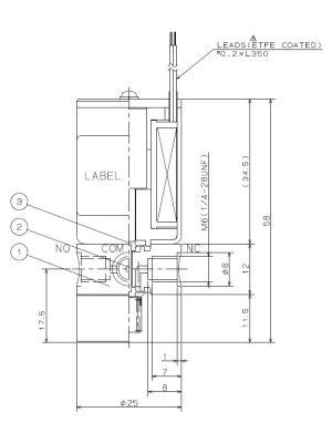 3-Wege mediengetrenntes Magnetventil, 6 bar COM, 5 bar NC/NO, 1/4-28UNF