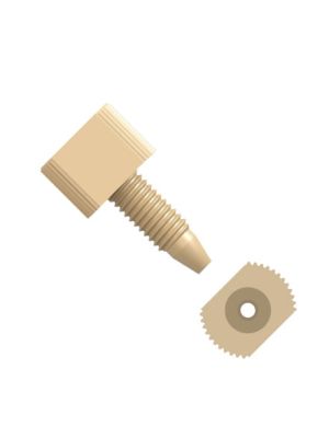 PEEK Tool-free Fitting gerändelter Flach-Kopf einteilig - 10-32 UNF konisch