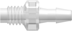 Threaded Metric Fitting M6x1 Thread to Barb, 1/8 (3.2 mm) ID Tubing, Animal-Free Natural Polypropylene