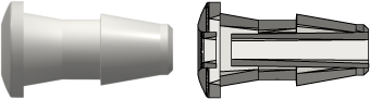 Tube to Tube Fitting Press-In Plug with Barb, 5/32 (4.0 mm) ID Tubing, White Nylon