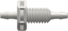 Tube to Tube Fitting Panel Mount Connector 10-32 UNF to Barbs, 1/16 (1.6 mm) ID Tubing, White Nylon