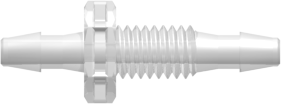 Tube to Tube Fitting Panel Mount Connector 10-32 UNF to Barbs, 3/32 (2.4 mm) ID Tubing, Animal-Free Natural Polypropylene