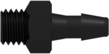 Threaded UNF Fitting 1/4-28 UNF Thread to Barb, 1/8 (3.2 mm) ID Tubing, Black Nylon