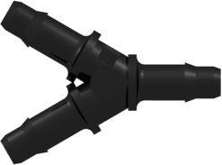Tube to Tube Fitting Y Tube Fitting with Barbs, 1/8 (3.2 mm) ID Tubing, Black Nylon