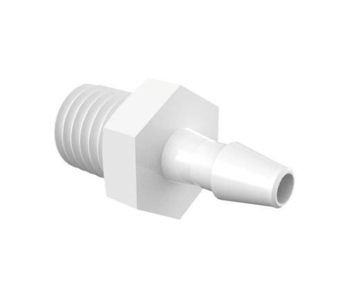 Adapter 1/4-28 UNF Thread x 3/32 Barb in in Polypropylene